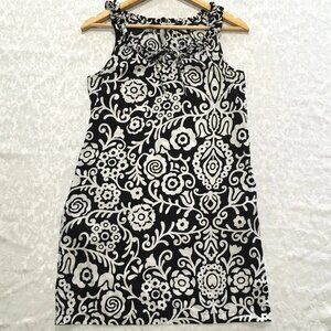 Old Navy Womens Thin Cotton Shift Dress Black White Retro Floral